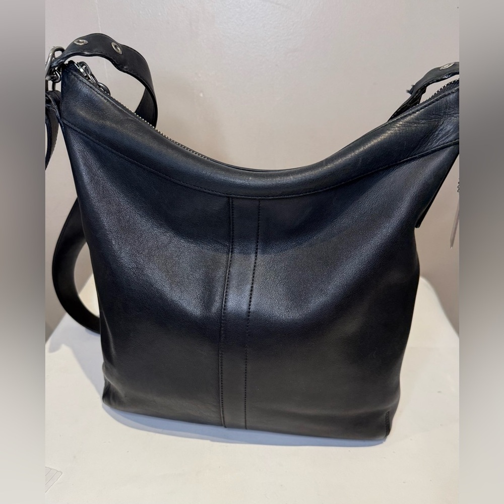 Coach Legacy Slim Duffle Black Leather Convertible Shoulder Bag Vintage